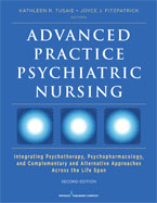 Image of the book cover for 'ADVANCED PRACTICE PSYCHIATRIC NURSING'