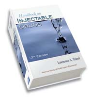 Image of the book cover for 'HANDBOOK ON INJECTABLE DRUGS'