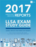 Image of the book cover for 'Emergency Medicine Reports LLSA Exam Study Guide 2017'
