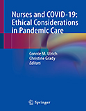 Image of the book cover for 'Nurses and COVID-19: Ethical Considerations in Pandemic Care'
